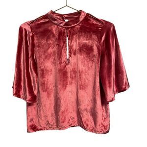J Brand Fuchsia Pink Velvet Mock Neck Top in Rose Petal Size XS